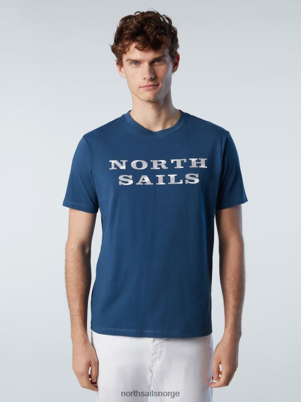 t-skjorte med trykk på brystet North Sails menn mørk denim klær H4N2FN142
