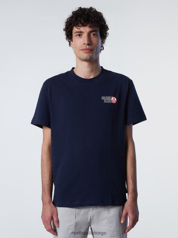 t-skjorte med trykk på brystet North Sails menn marineblå klær H4N2FN165