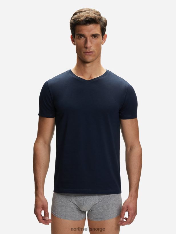 t-skjorte med v-hals i bomull North Sails menn marineblå klær H4N2FN502