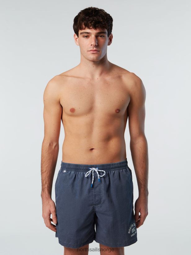 badeshorts i vasket stoff North Sails menn mørk denim strandtøy H4N2FN397