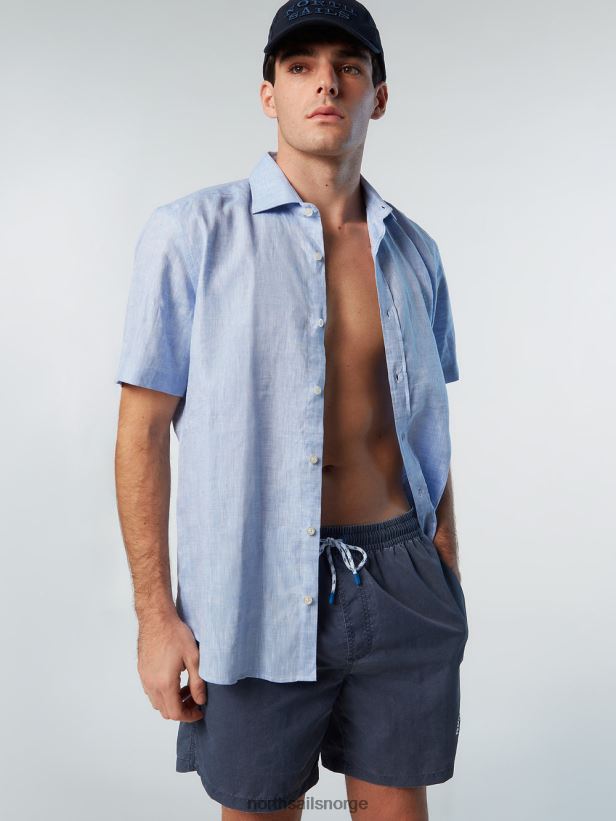 badeshorts i vasket stoff North Sails menn mørk denim strandtøy H4N2FN397