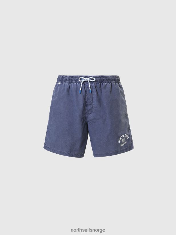 badeshorts i vasket stoff North Sails menn mørk denim strandtøy H4N2FN397